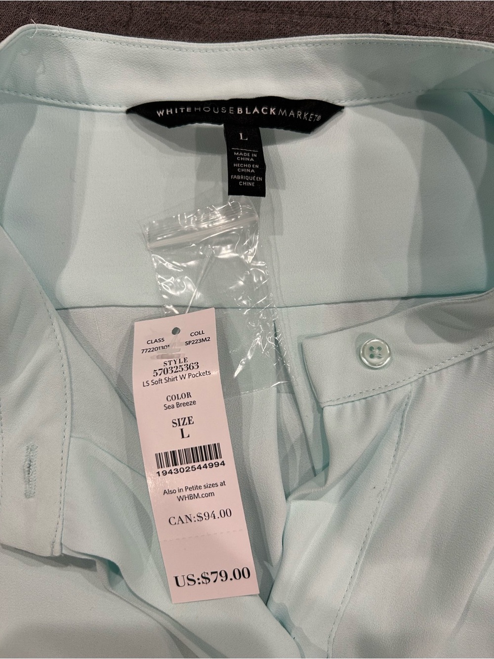 White House Black Market light mint blue Blouse - Picture 2 of 3